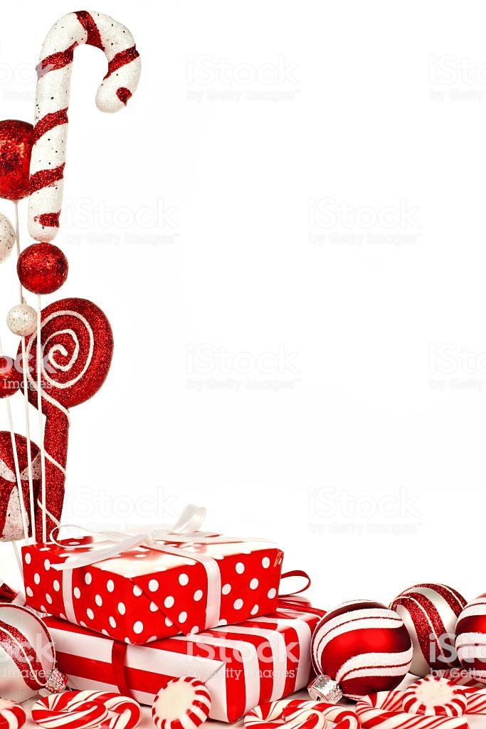 Christmas Candy Border
 Red And White Christmas Border With Gifts Baubles And