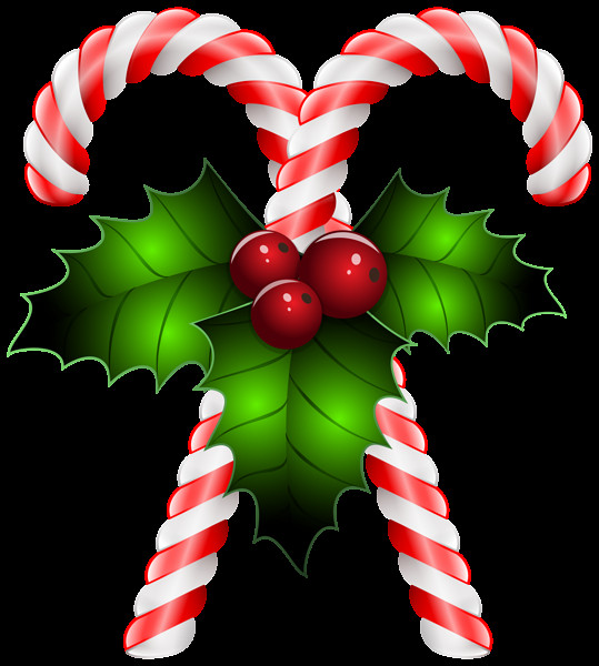 Christmas Candy Cane Clipart
 Candy Canes with Holly Transparent PNG Clip Art Image