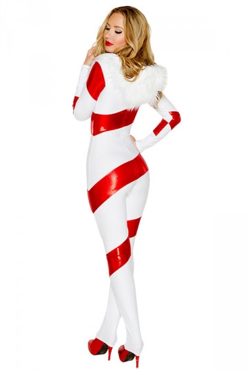Christmas Candy Cane Costume
 Womens Striped e piece Hooded Christmas Candy Cane
