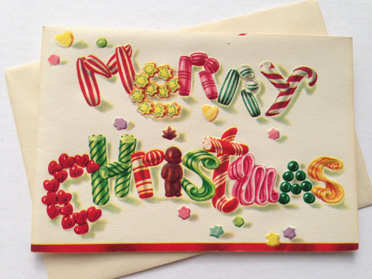 Christmas Candy Card
 Vintage Christmas Greeting Card Candy by TheGOOSEandTheHOUND