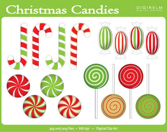 Christmas Candy Clip Art
 Christmas Can s Clipart Digital Printable Clip Art