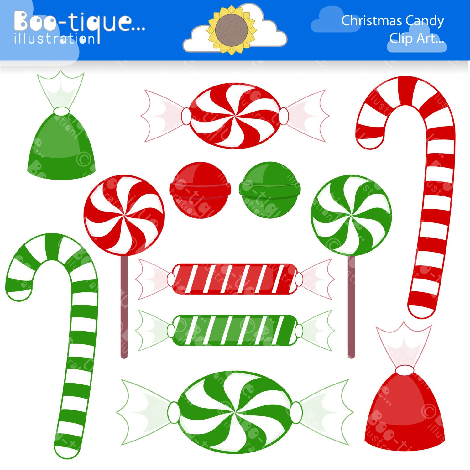 Christmas Candy Clipart
 Christmas Candy Digital Clipart for Instant Download