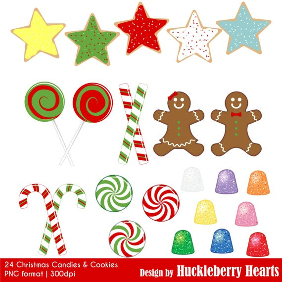 Christmas Candy Clipart
 OFF SALE Christmas Cookies and Candy Clipart Digital