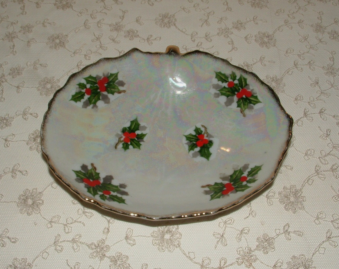 Christmas Candy Dish
 Christmas Candy Serving Dish 1940 s Ucagco Holly by