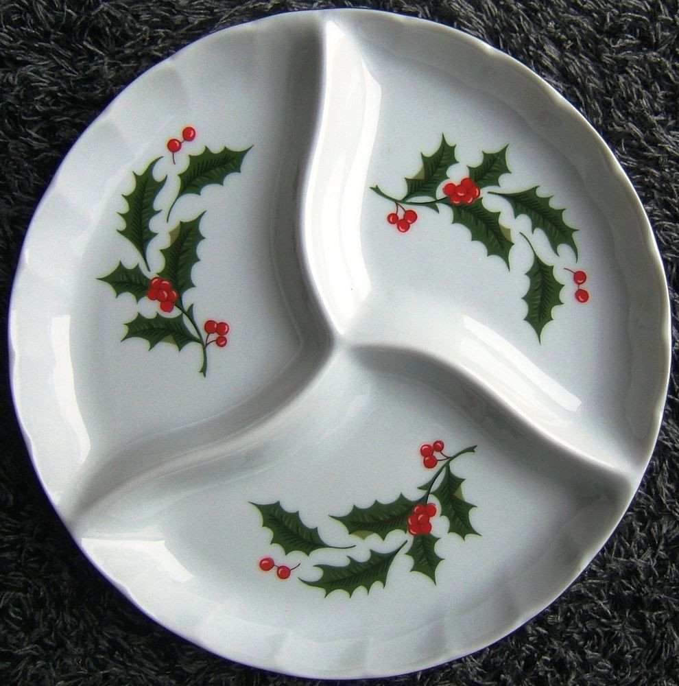 Christmas Candy Dish
 Christmas Green Holly Red Berries Relish Dish Candy Dish