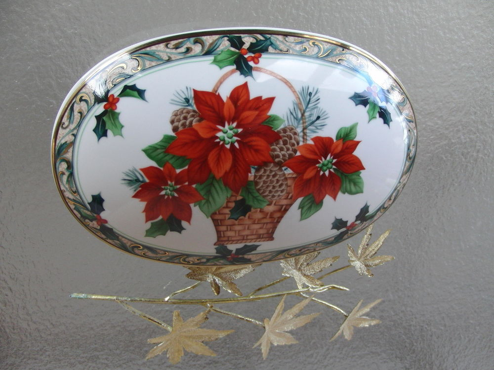 Christmas Candy Dish
 MIKASA Oval Poinsettia CHRISTMAS Candy Dish Ceramic