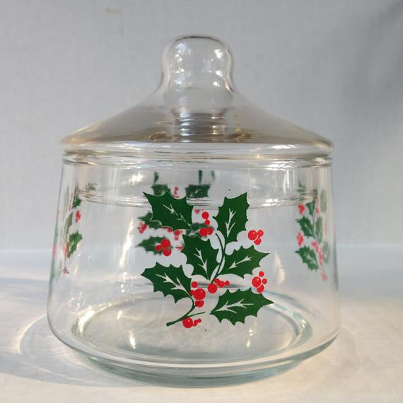 Christmas Candy Dish
 Holly Berry Christmas Candy Dish With Lid by VarietyRetro