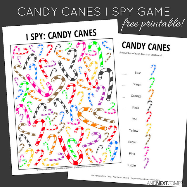 Christmas Candy Game
 Candy Canes Christmas I Spy Game Free Printable for Kids