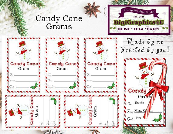 Christmas Candy Gram Template
 Christmas or Holiday Snowman Candy Cane Grams or Paper