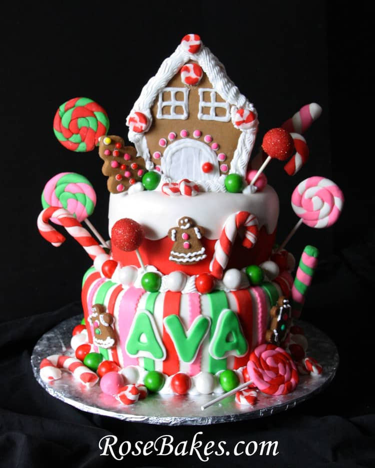 Christmas Candy House
 Gingerbread House Christmas Candy Birthday Cake