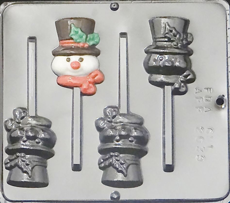Christmas Candy Molds
 Snowman with Top Hat Lollipop Chocolate Candy Mold