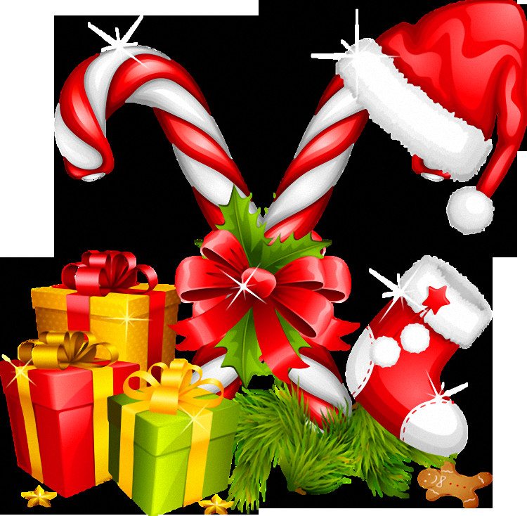 Christmas Candy Png
 Santa Hat Gifts and Candy Canes Christmas Decoration