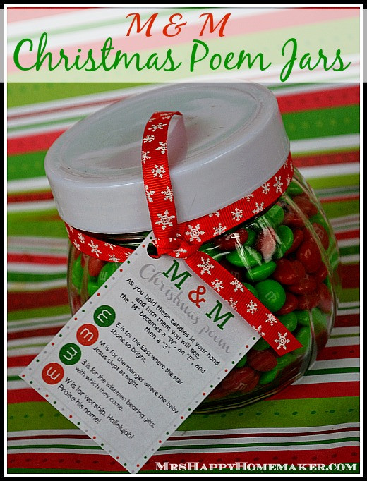 Christmas Candy Poems
 M & M Christmas Poem Candy Jars Mrs Happy Homemaker