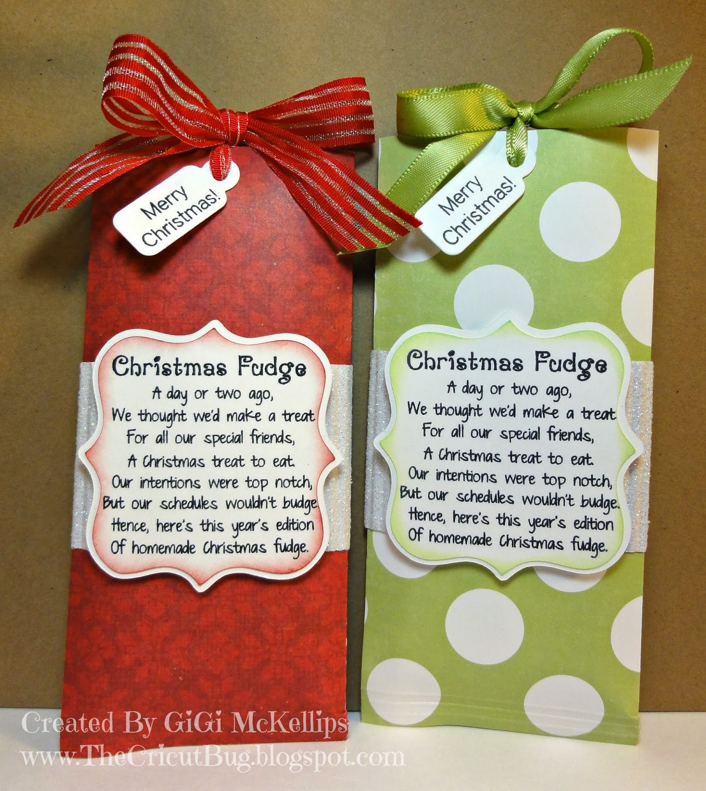 Christmas Candy Poems
 The Cricut Bug Christmas Fudge