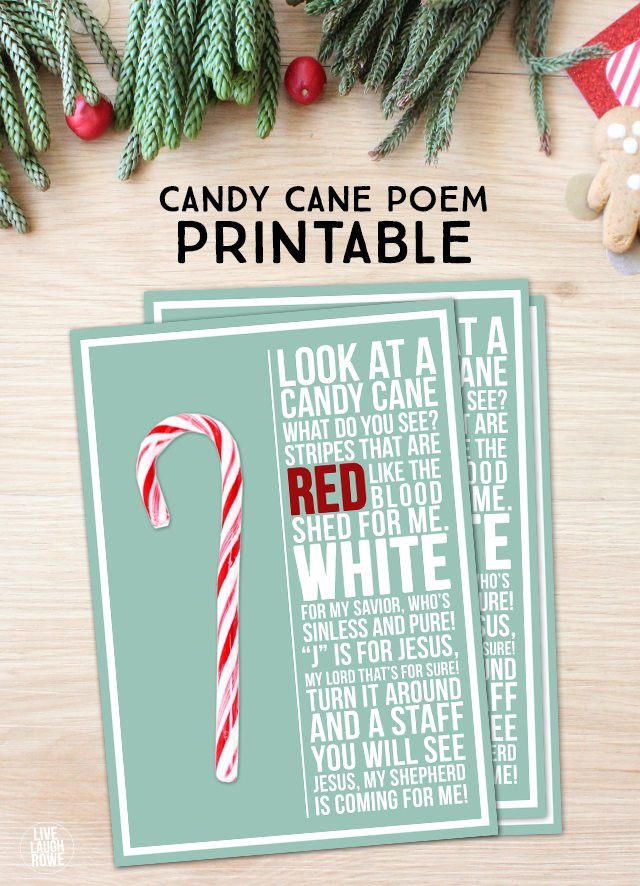 Christmas Candy Poems
 Candy Cane Poem Printable Live Laugh Rowe