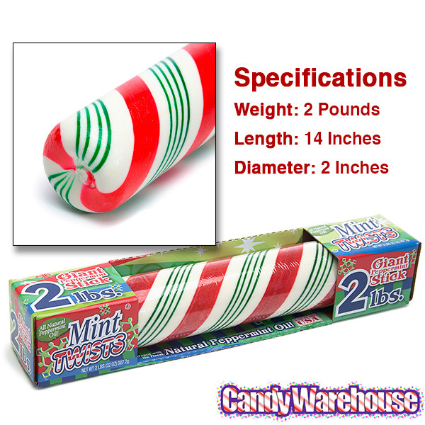 Christmas Candy Sticks
 Giant Christmas Hard Candy Mint Stick 2LB Gift Box