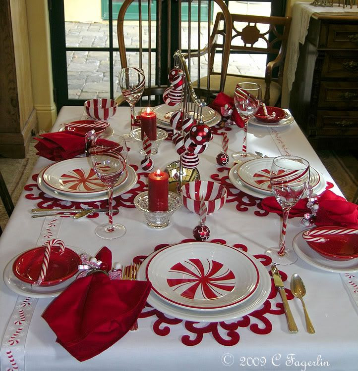 Christmas Candy Table
 The Little Round Table Fiesta Candy Cane Tablescape