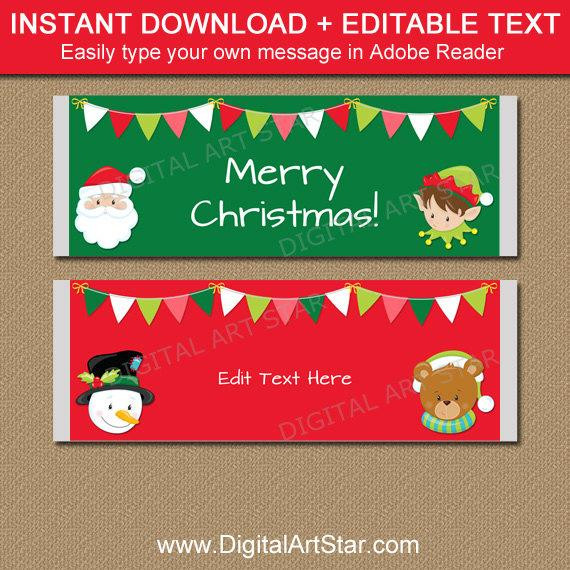 Christmas Candy Wrappers
 Christmas Candy Bar Wrappers PRINTABLE Christmas Candy