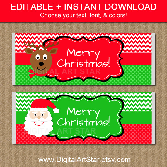 Christmas Candy Wrappers
 Digital Art Star Printable Party Decor Christmas
