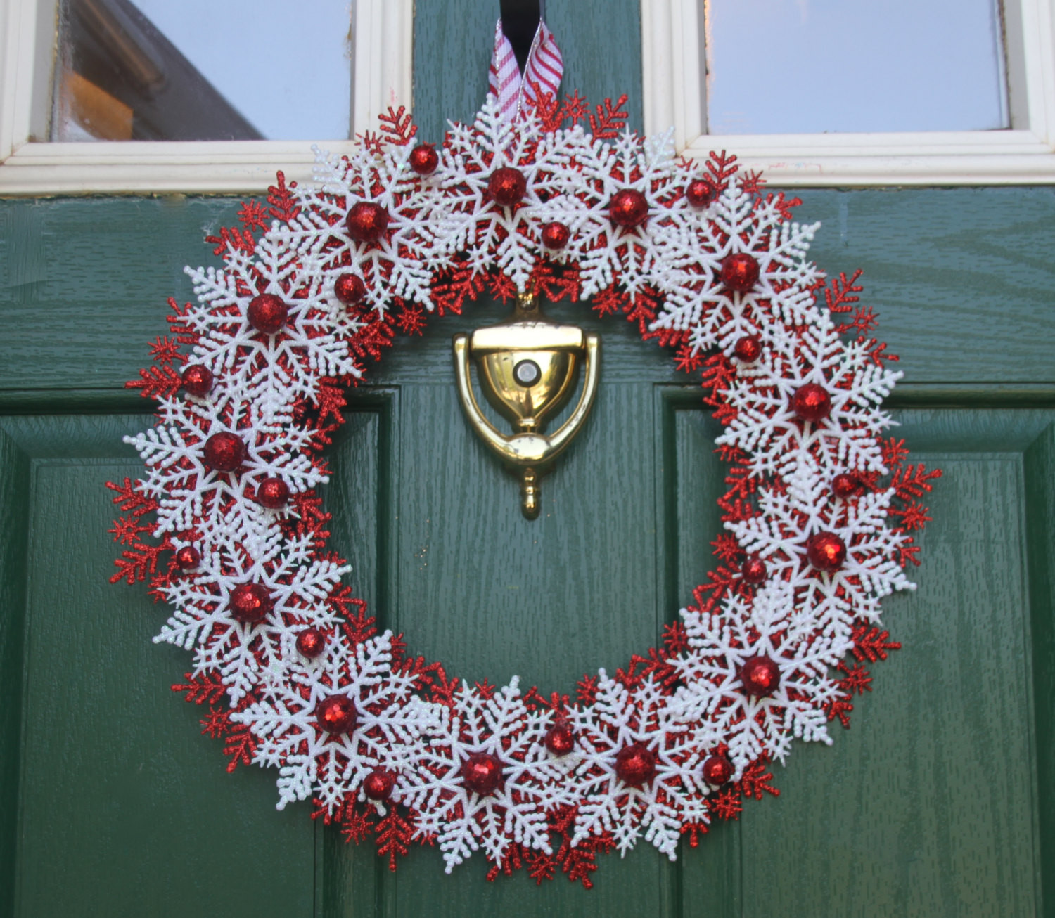 Christmas Candy Wreath
 Christmas Snowflake Wreath Candy Cane Wreath Red and White