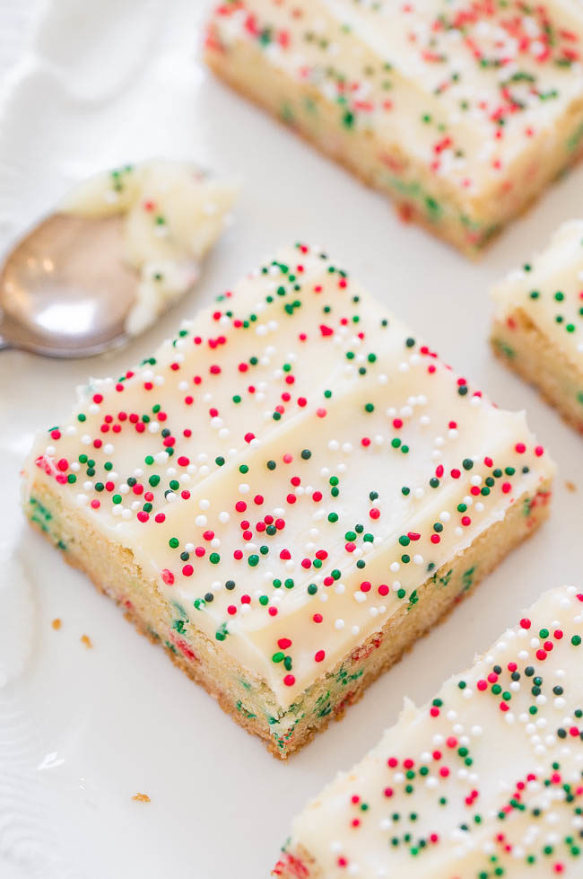 Christmas Cookies And Bars
 Holiday Sugar Cookie Bars with Cream Cheese Frosting
