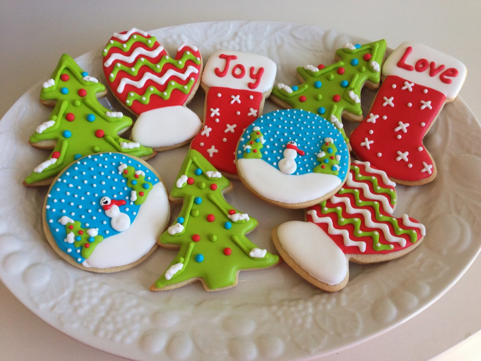 Christmas Cookies Royal Icing
 monograms & cake Christmas Cut Out Sugar Cookies with