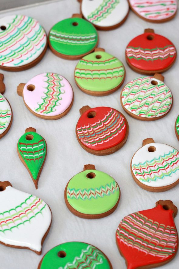 Christmas Cookies Royal Icing
 Marbled Christmas Ornament Cookies