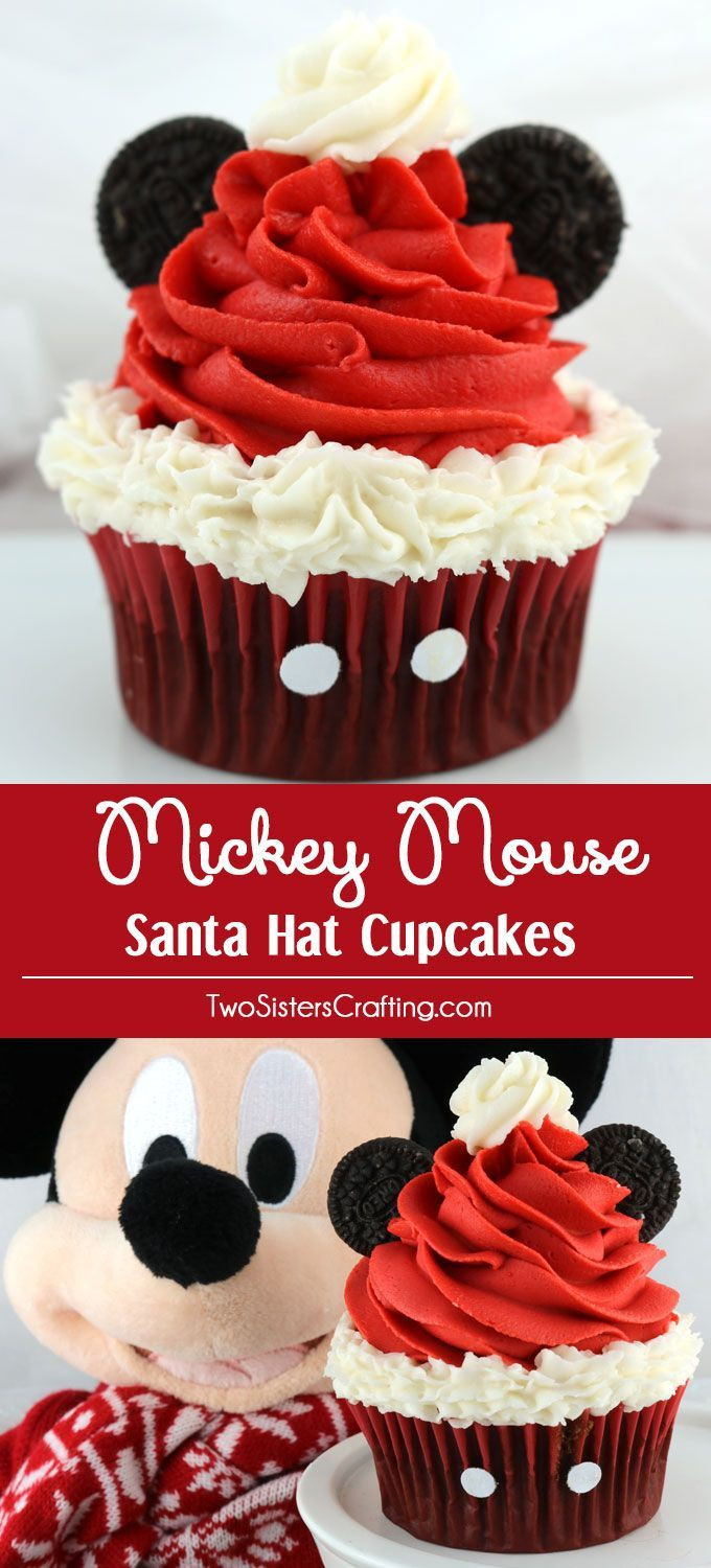 Christmas Cupcakes Pinterest
 Mickey Mouse Santa Hat Cupcakes Recipe
