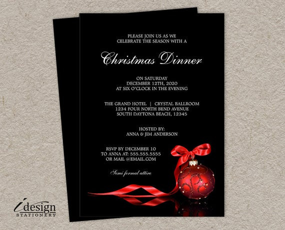 Christmas Dinner Invitation
 Elegant Christmas Dinner Party Invitations Printable Holiday