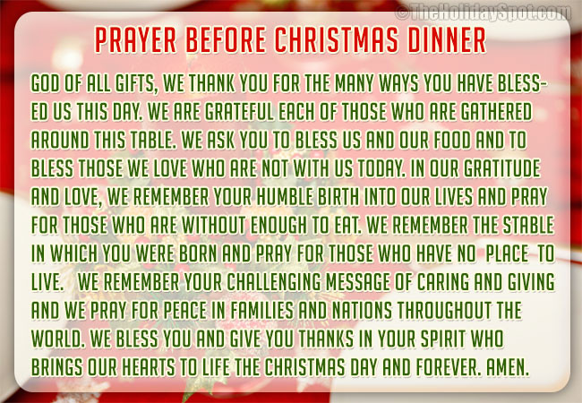 Christmas Dinner Prayer
 Christmas Dinner Prayers