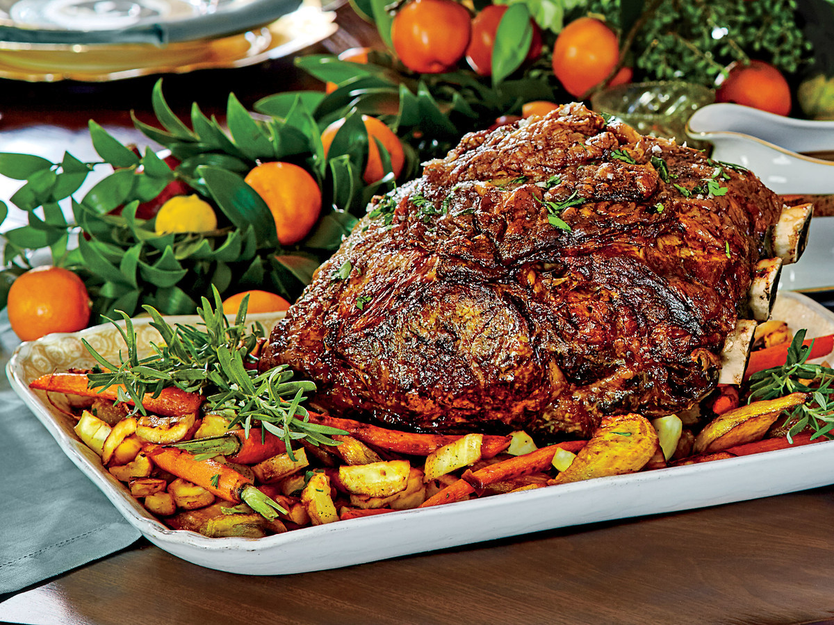 Christmas Dinner Vegetables
 Peppercorn Crusted Standing Rib Roast with Roasted