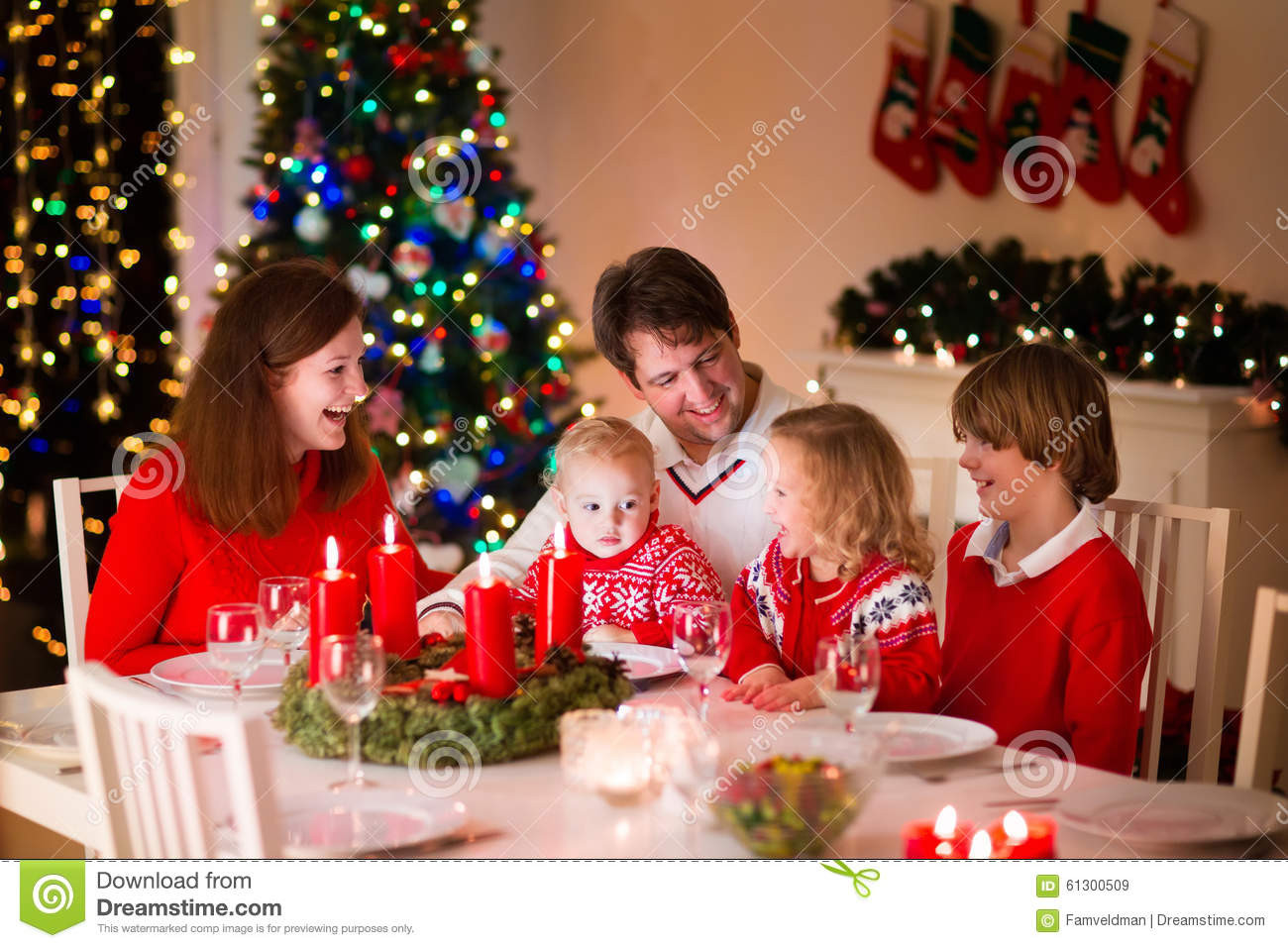 Christmas Dinners For Kids
 Family At Christmas Dinner At Home Stock Image