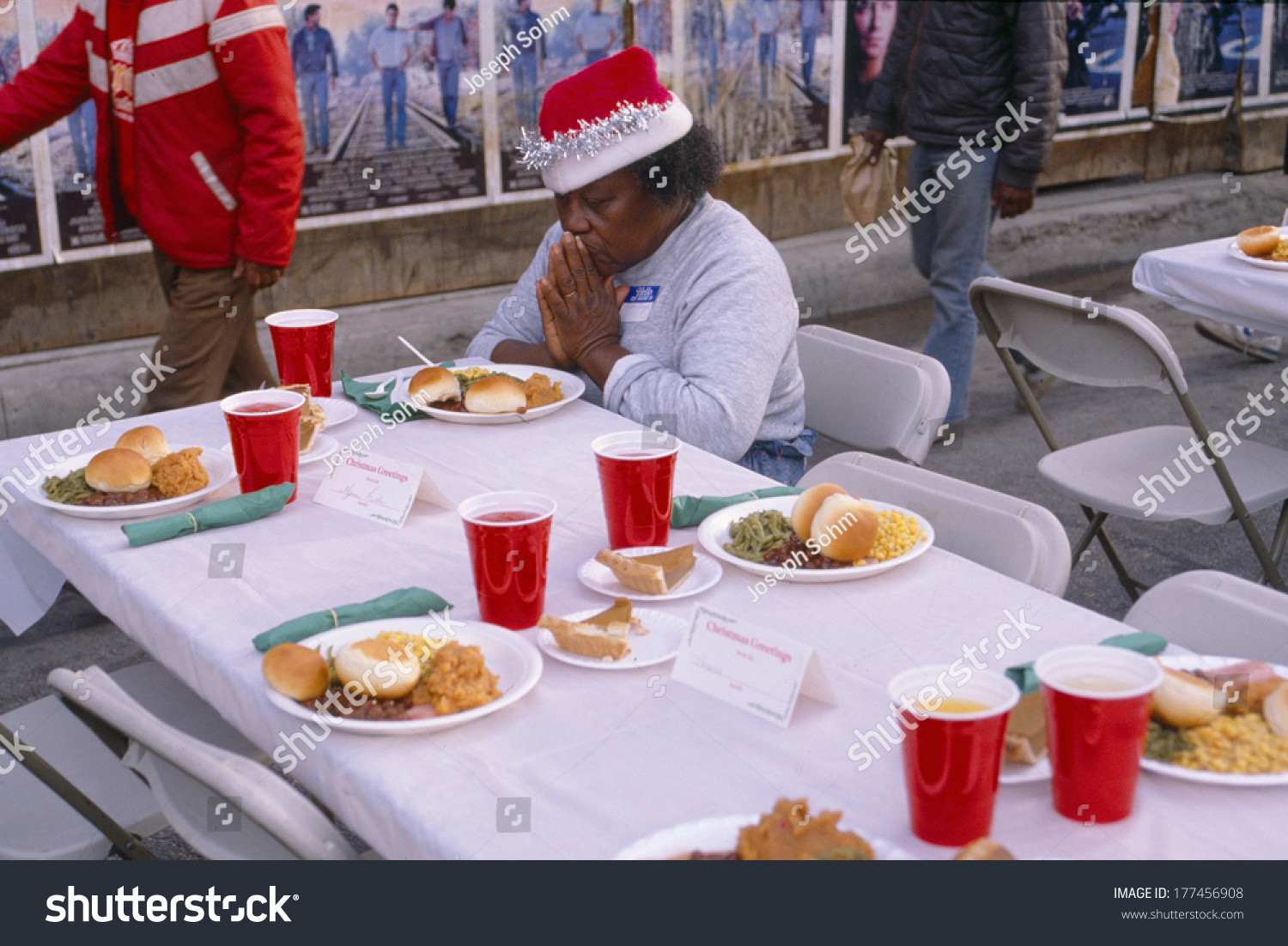 Christmas Dinners Los Angeles
 A Woman Giving Thanks For Her Christmas Dinner Los