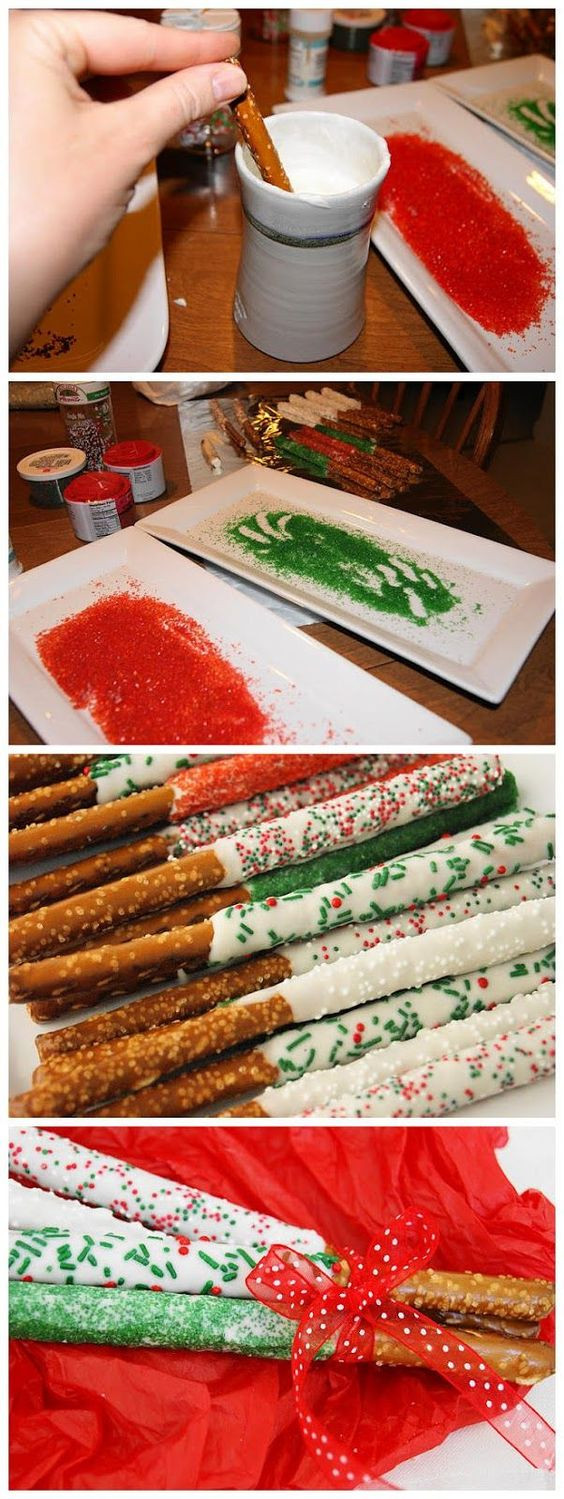 Christmas Dipped Pretzels
 Pretzel rods Pretzels and Christmas pretzels on Pinterest