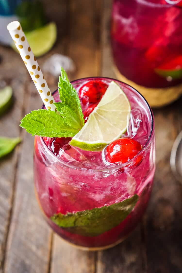 Christmas Drink Recipes
 Cranberry Mojito Punch Sugar & Soul