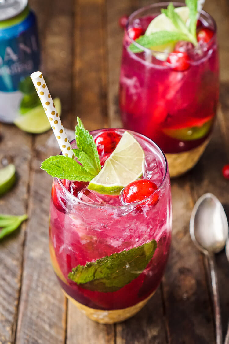 Christmas Drink Recipes
 Cranberry Mojito Punch Sugar & Soul