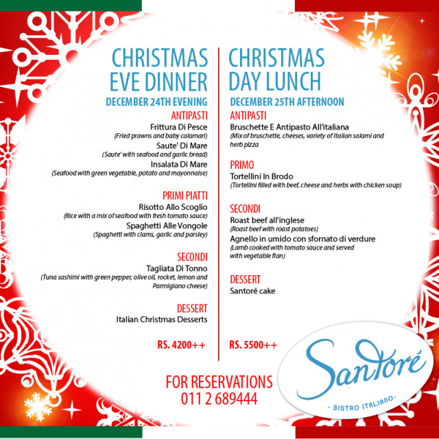 Christmas Eve Dinner Menu
 Christmas Eve Dinners In Colombo 2014 · YAMU