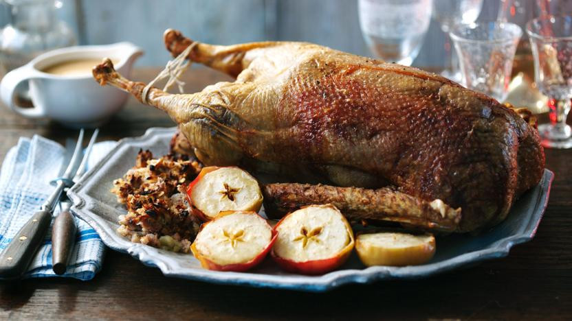 Christmas Goose Dinner
 Roast goose with apples and cider gravy recipe BBC Food