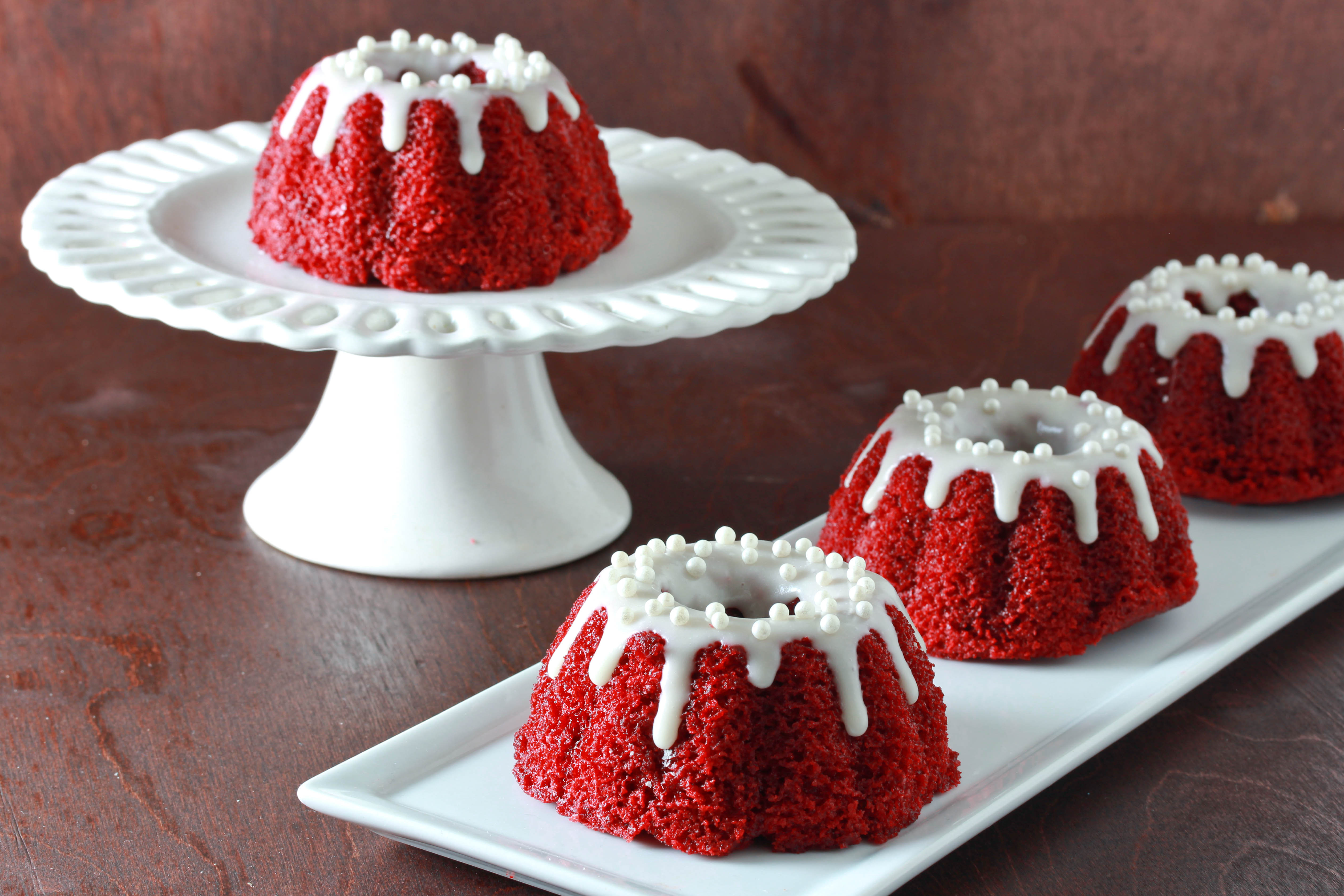 Christmas Mini Bundt Cakes
 Mini Red Velvet Bundt Cakes with Cream Cheese Glaze