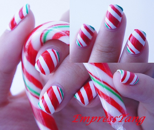 Christmas Nails Candy Cane
 Christmas Candy Cane Nails 2 by EmpressTang on deviantART