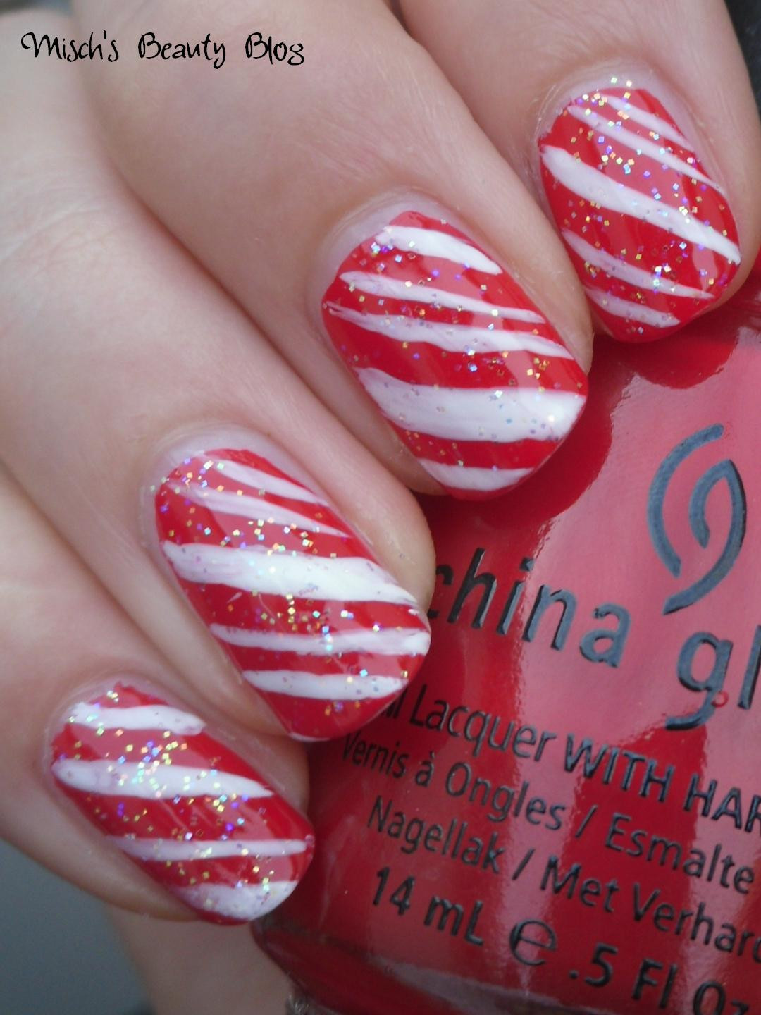 Christmas Nails Candy Cane
 Misch s Beauty Blog NOTD December 15th Candy Cane Nail Art