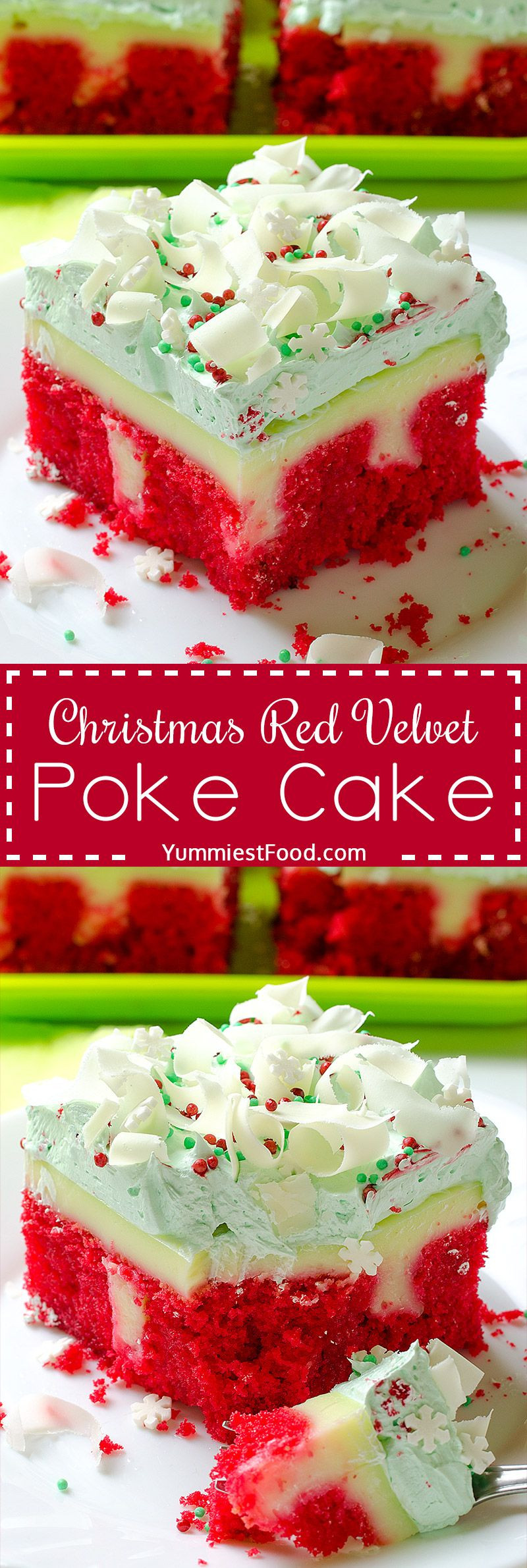 Christmas Poke Cakes
 Christmas Red Velvet Poke Cake Recipe