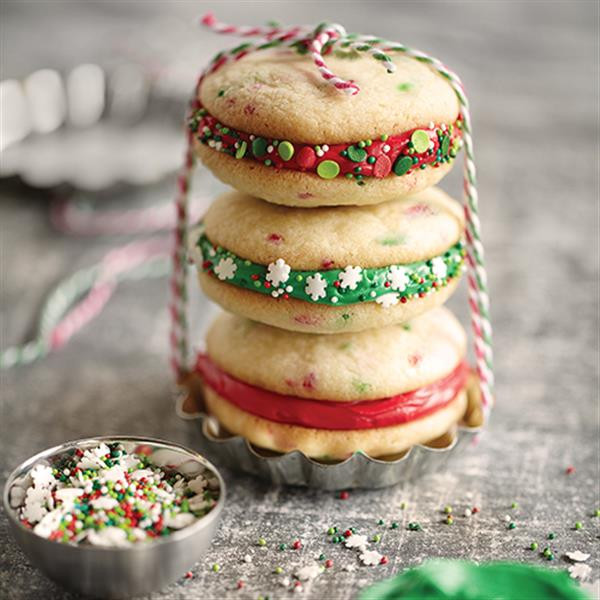 Christmas Sandwich Cookies
 Holiday Funfetti Sandwich Cookies