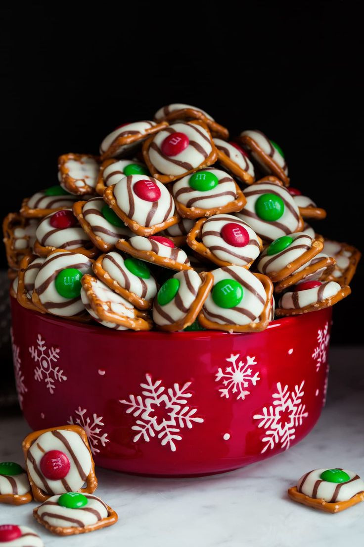 Christmas Shaped Pretzels
 Pretzel M&M Hugs Cookies