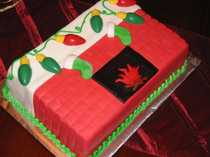 Christmas Sheet Cake Ideas
 sheet cake covered in fondant and decorated with molded