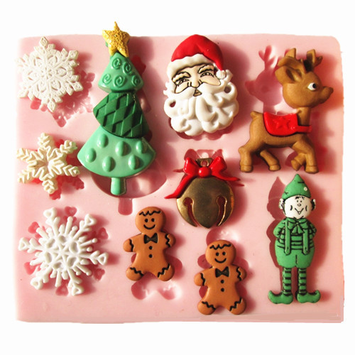 Christmas Silicone Baking Molds
 M0006 Christmas snow Reindeer tree silicone fondant cake