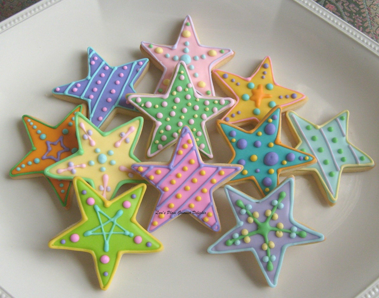 Christmas Star Cookies
 COLORFUL STAR DECORATED COOKIES Star Cookie Favors Cookie