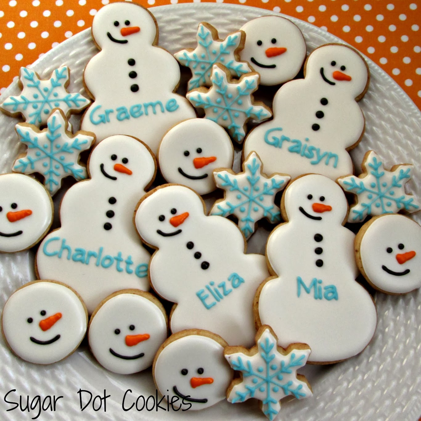 Christmas Sugar Cookies With Royal Icing
 Snowman heads and mini flakes