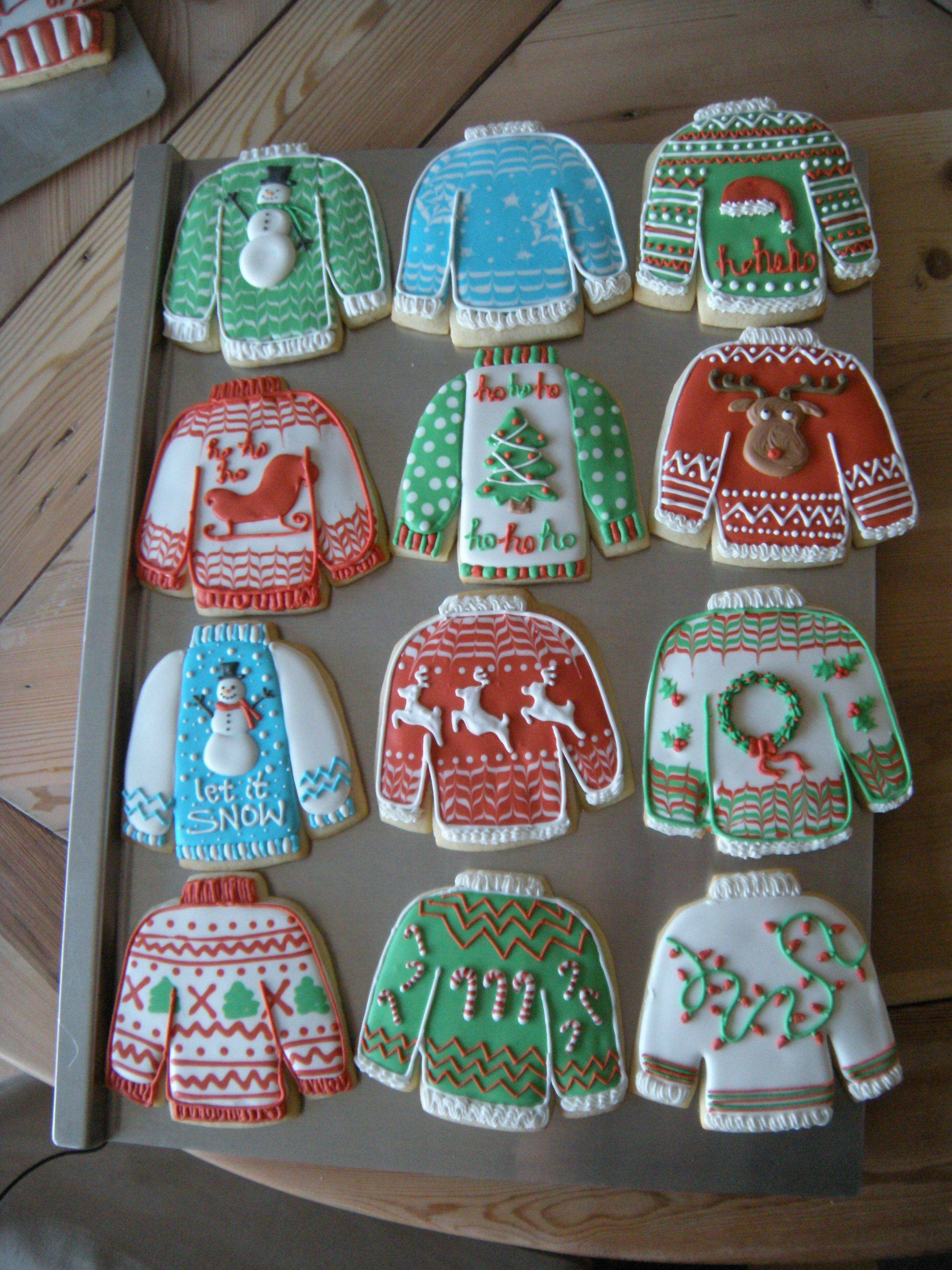 Christmas Sweater Cookies
 I decided to try some "ugly Christmas sweater" cookies