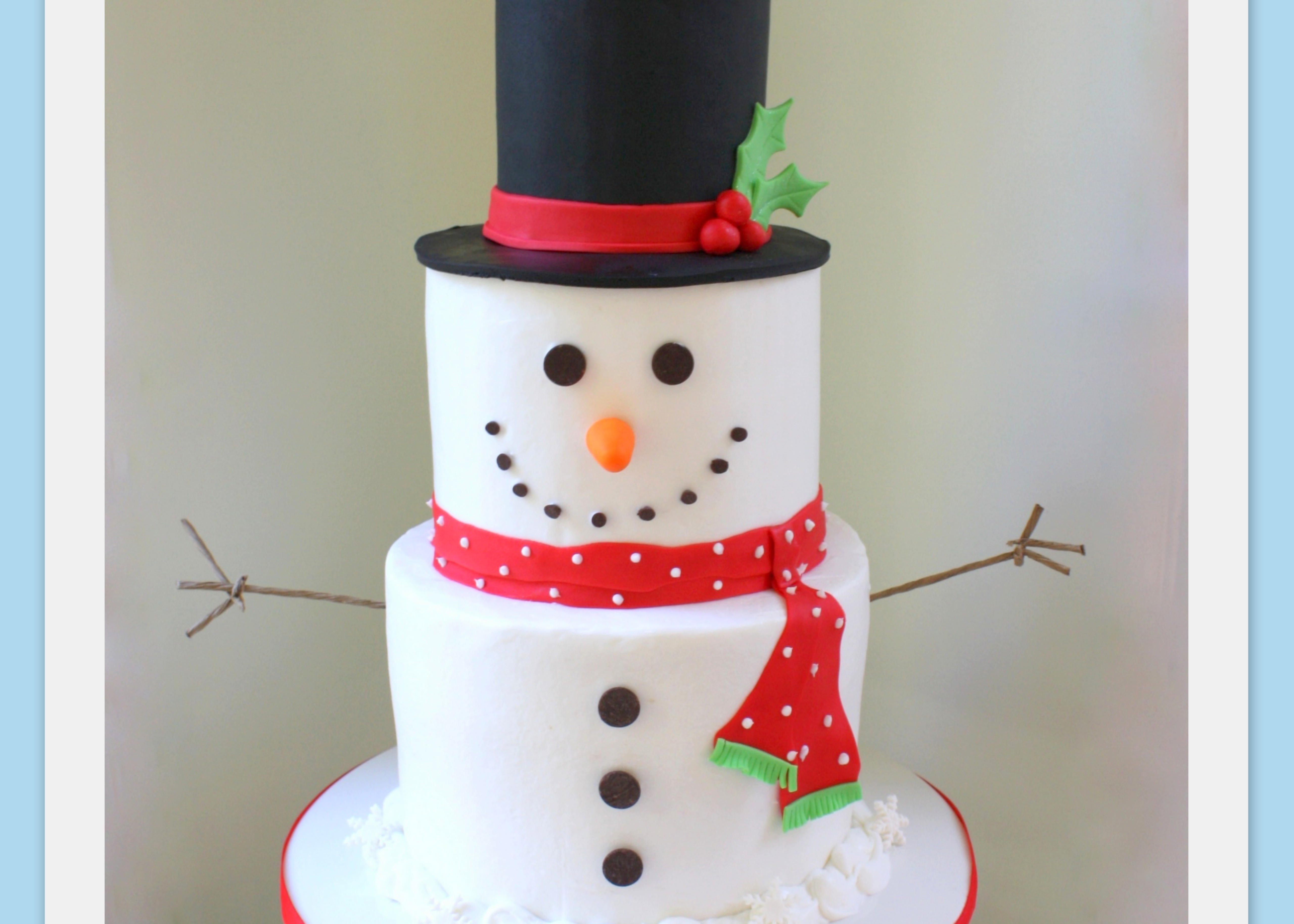 Christmas Themed Cakes
 Tiered Snowman Cake Video Tutorial by My Cake School